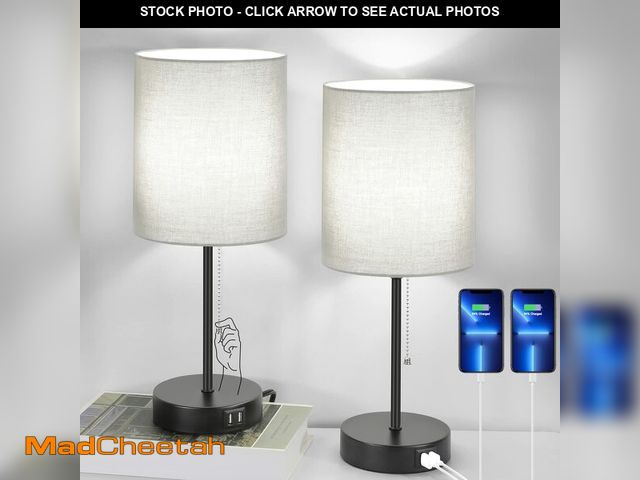 Lot 74-14293445 - 17.3Ã¢â¬â¢Ã¢â¬â¢ Table Lamps Set of 2 with 2 USB &amp; AC Outlet, Bedside Nightstand Lamps for B...