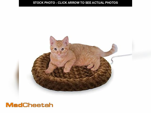 Lot 74-12664416 - K&amp;H Pet Products Bolster Heated Cat Bed for Indoor Cats, Thermo-Kitty Fashion Splash Orthopedic ...