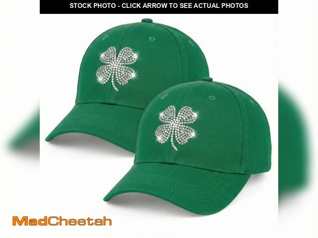 Lot 74-13630672 - Tarpop 2 Pack St. Patrick's Day Baseball Cap Irish Green Bling Shamrock Adjustable Hat for Men Women...