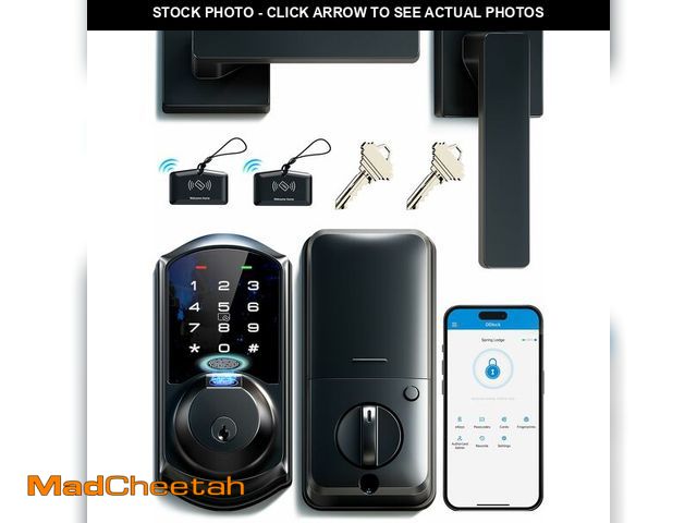 Lot 74-12883050 - Veise VE07-L Fingerprint Smart Locks for Front Door with Zinc Alloy Handle Set, App Control, Keyless...