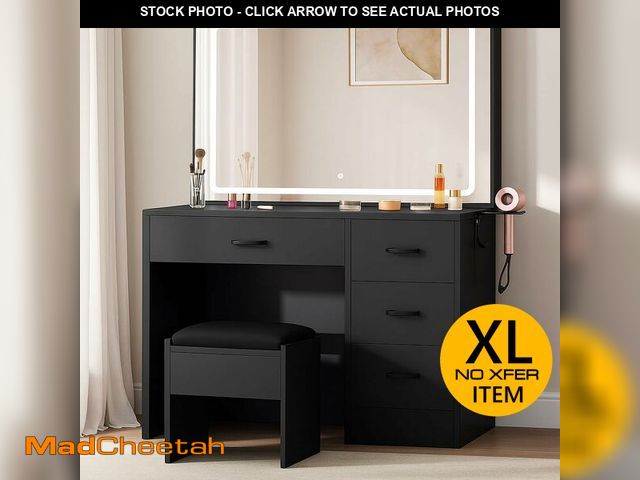 Lot 74-13070544 - YITAHOME Makeup Vanity Set with LED Mirror &amp; 3 Lighting Modes, 4-Drawer Vanity Table with Chargi...