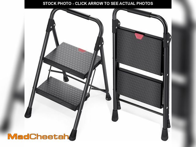 Lot 74-12366098 - KINGRACK 2-Step Ladder, 800lbs Folding Step Stool with Anti-Slip Wide Pedals and Handrail, Sturdy St...