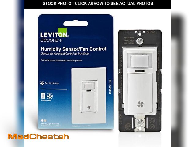 Lot 74-12853833 - Leviton Decora In-Wall Humidity Sensor for Bathroom Exhaust Fan Control Switch, 1/4 HP, Residential ...