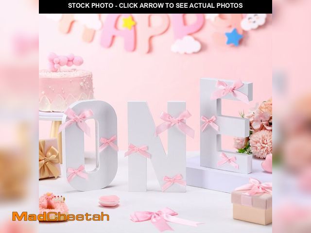 Lot 74-14294100 - AceOrbit Bow Wooden One Sign for 1st Birthday Baby Shower Photo Prop First Birthday Decoration Photo...