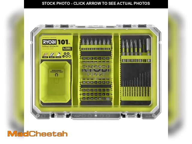 Lot 74-14224030 - RYOBI Drill &amp; Drive Set (101-Piece) with Mag Tray, Tool Inserts, and LINK Low-Profile SlotBox Or...