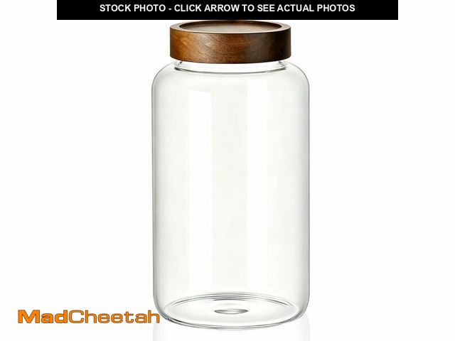 Lot 74-14211433 - MOLADRI 77 Fl oz/2300 ml Extra Large Glass Jar with Wooden Screw On Lid, 0.60 Gallon Wide Mouth Clea...