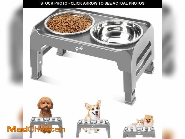 Lot 74-14265898 - COMESOON Elevated Dog Bowls for Small Medium Dogs, 3 Height Adjustable Raised Stand with 2 Thick 6" ...