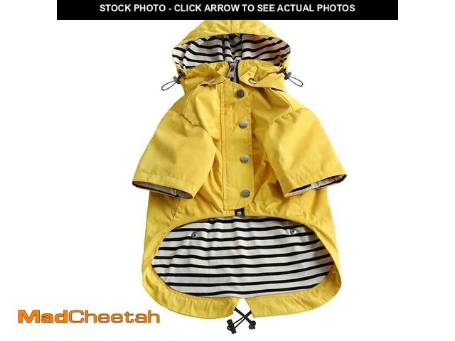 Lot 74-13949138 - Dog Zip Up Raincoat with Reflective Buttons, Rain/Water Resistant, Adjustable Drawstring, Removable ...