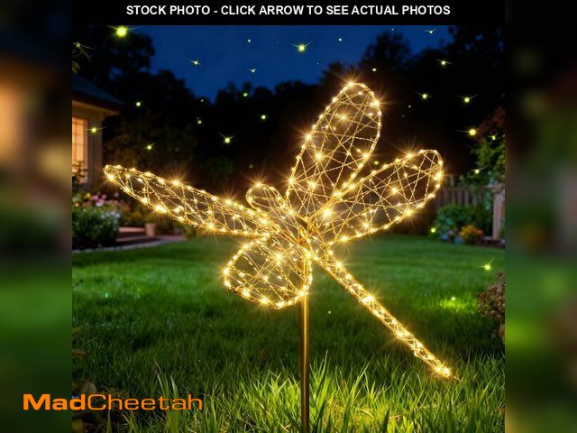 Lot 74-14475677 - Flacchi Solar Garden Lights Outdoor Waterproof - Dragonfly Decor with 240LED, Solar Powered Iron Eas...