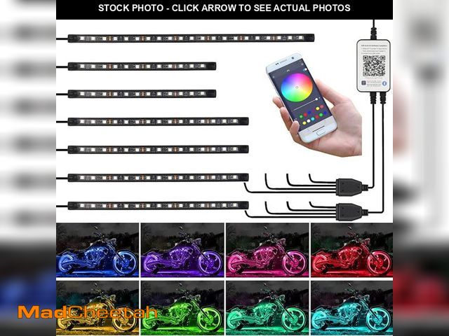 Lot 74-12116639 - Kairiyard 8PCS Motorcycle Underglow LED Light Kit, App Control Multicolor Motorcycle LED Light Kit M...