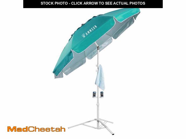Lot 74-14369394 - AMMSUN 6.5ft Lightweight Sports Beach Umbrella Portable Shade with Stand for Outdoor Games,Green - U...