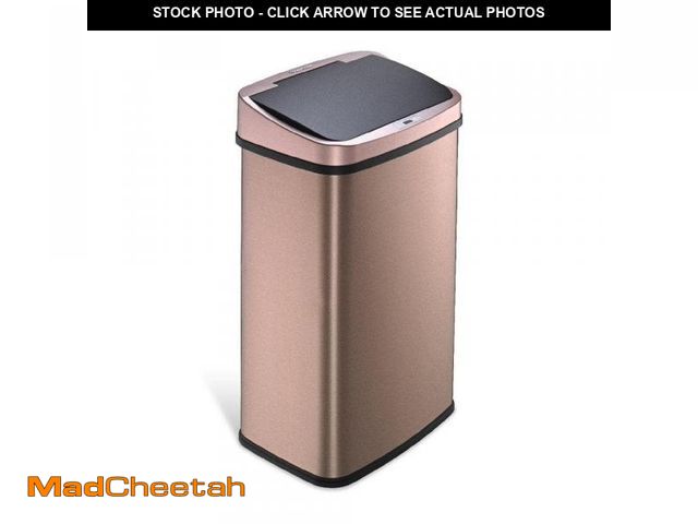 Lot 74-12424801 - NINESTARS 13 Gal. Motion Sensor Gold Rectangular Shape Stainless Steel Trash Can - UNUSED