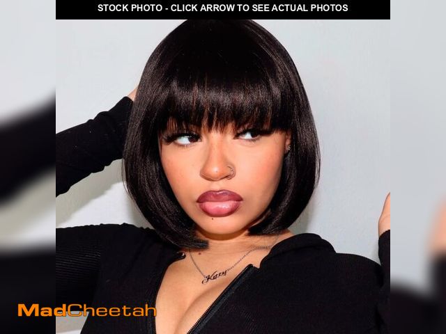 Lot 74-12608354 - ToyoTress Medium Brown Bob Wig With Bangs - 8 Inch Blunt Cut Bob Wigs For Black Women, Short Straigh...