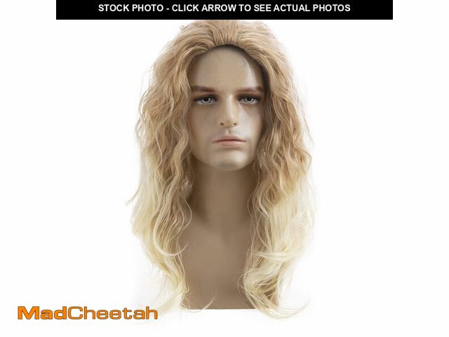 Lot 74-12450977 - Baruisi Long Curly Wavy Blonde Wigs for Men Synthetic Natural Party Halloween Cosplay Hair Wig - UNU...