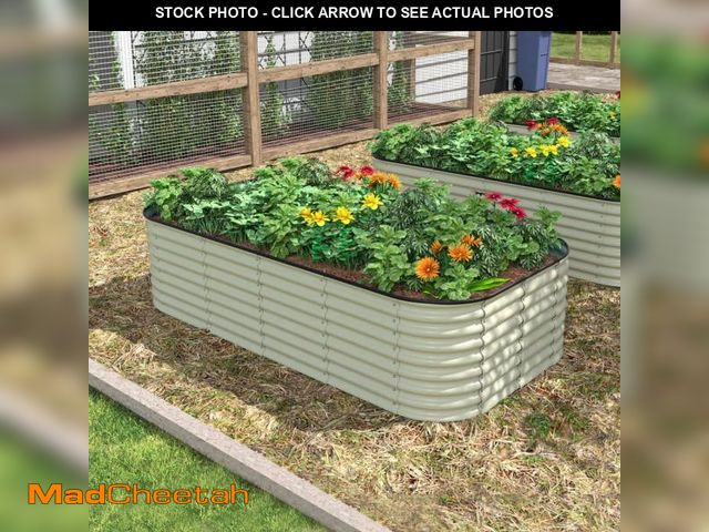 Lot 74-12147913 - VEIKOUS 8 ft. x 4 ft. x 2 ft. Galvanized Steel Raised Garden Bed Planter Box Outdoor, Pearl White - ...