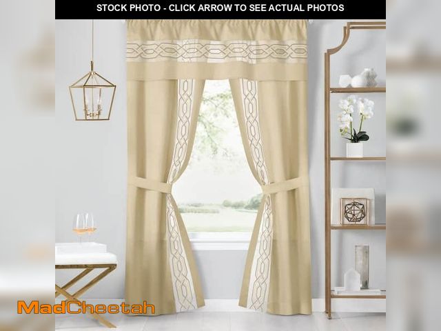 Lot 74-12779323 - (SET OF 4) Paige 5 Piece Light Filtering Window Curtain Set - 55x63 - Tan - UNUSED