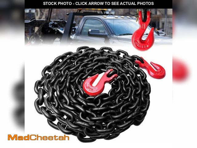 Lot 74-12761985 - KITUYOTO G80 Transport Binder Chain 3/8 Inch x 20 Foot | Chain with Hooks | Tow Chain with Clevis Gr...