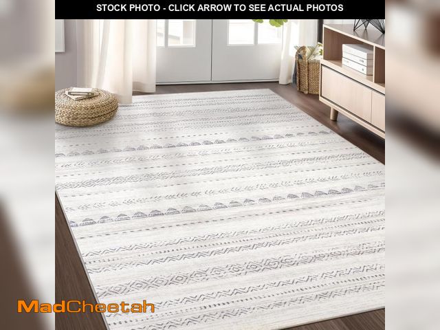 Lot 74-12213122 - Area Rug Living Room Rugs: 4x6 Soft Machine Washable Boho Neutral Farmhouse Stain Resistant Moroccan...