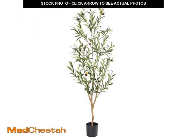 Lot 74-12167141 - Bellacat Faux Olive Tree 4ft, Olive Trees Artificial Indoor with Natural Wood Trunk and Realistic Le...