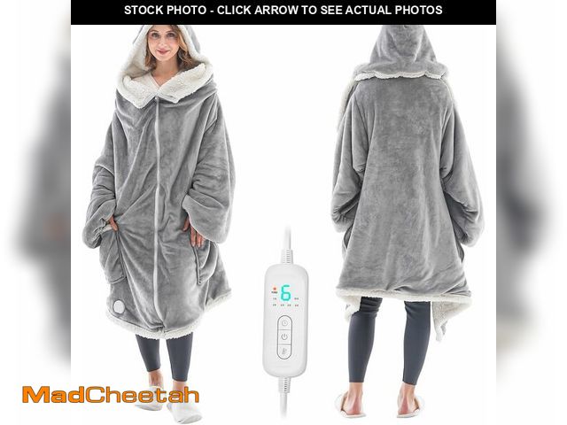 Lot 74-13584302 - Wearable Heated Blanket with Zipper Design, Electric Wearable Throw Blanket with Sleeves, Hood, Heat...