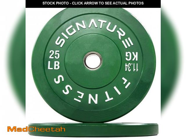 Lot 74-12488564 - Fitvids 2" Olympic Bumper Plate Weight Plates with Steel Hub, 25LB, Pair - UNUSED