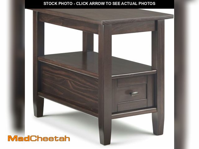 Lot 74-14582113 - SIMPLIHOME Warm Shaker 14" Wide Solid Wood End Table in Brunette Brown - UNUSED