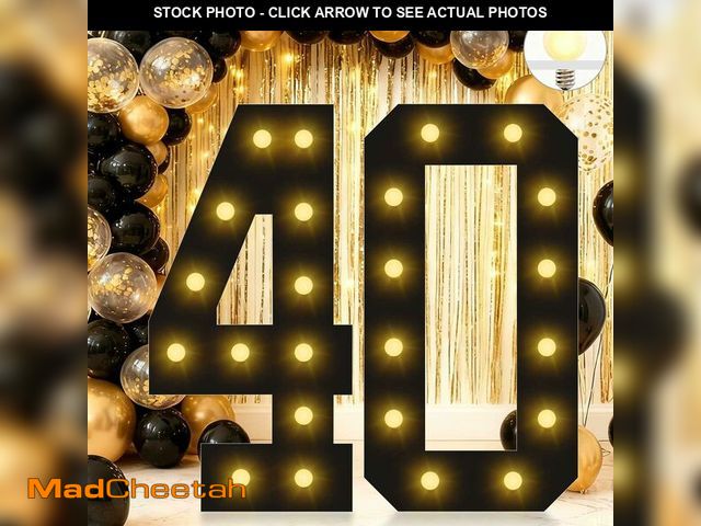 Lot 74-14293825 - 4FT Marquee Light Up Numbers, Black Giant Marquee Number 40, Pre-Cut Foam Board Set Can Be Used for ...