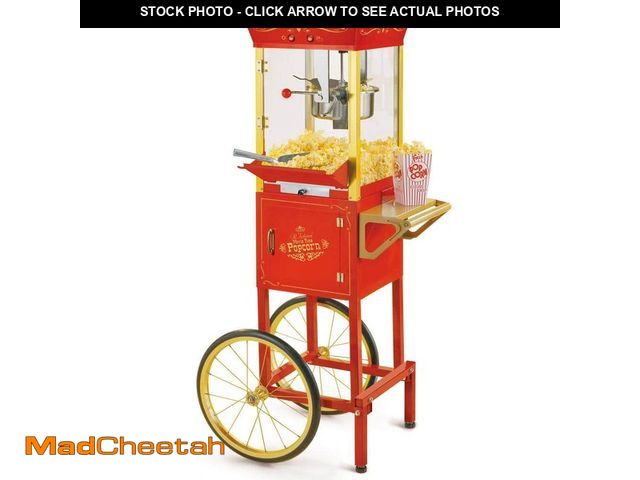 Lot 74-13112850 - Nostalgia Vintage Professional 8 Oz Kettle Red Popcorn Machine Cart with Interior Light, Measuring S...