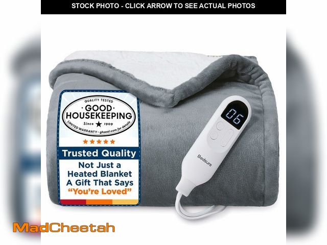 Lot 74-12969843 - Bedsure Heated Blanket Throw Blanket - Fast Heating Electric Blanket, Soft Flannel Heated Throw with...