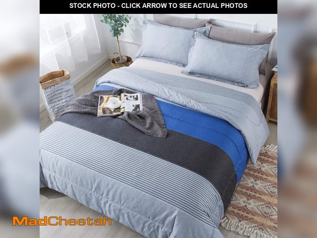Lot 74-12432685 - Andency Twin Comforter Set Blue (66x90 Inch), 2 Pieces Patchwork Striped Comforter Bed Sets for Boys...