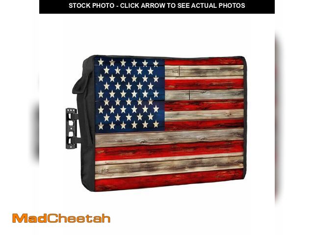 Lot 74-12698066 - American Flag Outdoor TV Cover 52-55 Inches, Weatherproof &amp; Waterproof, Red Striped Blue Star En...