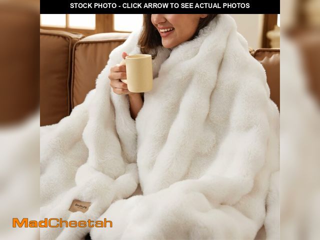 Lot 74-12698685 - Bedsure GentleSoft Fluffy Faux Fur Throw XL Blanket, Fuzzy Soft Bubble Blanket for Couch Bed, Faux F...