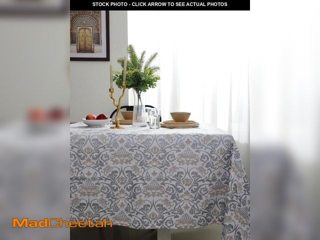 Lot 74-12355754 - Table Cloth Rectangle Medallion-Lotus Table Cover 60 x 84 Inches Washable 100% Cotton Decorative Flo...