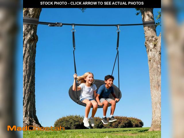 Lot 74-14148186 - Hapfan Slackline Swing Sets for Backyard, 40" Saucer Swing Set Between Trees, Outdoor Play Equipment...