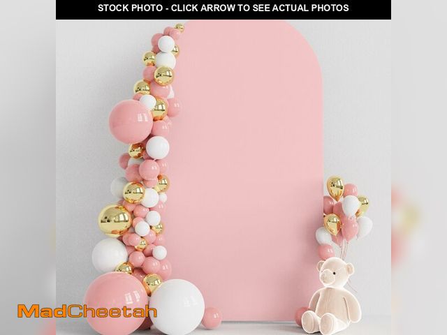 Lot 74-14215254 - Wokceer 7.2FT Wedding Arch Cover Spandex Fitted Wedding Arch Stand Covers Round Top Blushing Pink Ch...