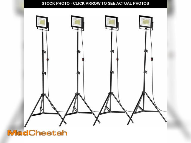 Lot 74-14368202 - LIVOWALNY 11000 lm LED Work Lights with Stand Pack of 4, 110W Adjustable Head Tower Light with 13FT ...