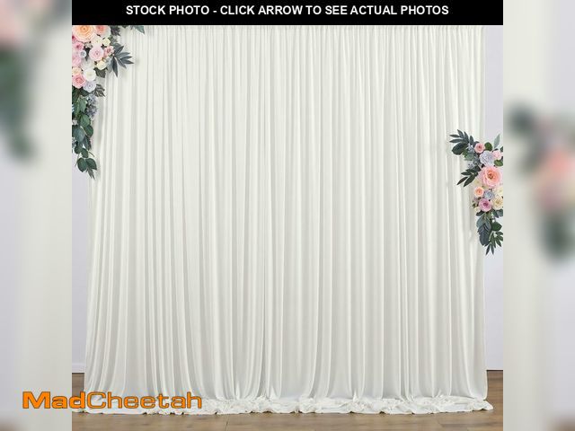 Lot 74-14143112 - 10 ft x 10 ft Wrinkle Free Ivory Backdrop Curtain for Wedding Parties, Polyester Ivory Photo Backdro...