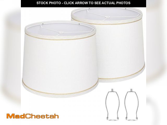 Lot 74-12538223 - Lampshades Set of 2 for Table Lamps, Floor Lamps, Fabric White Lampshades 11.6" Top x 12.6" Bottom x...