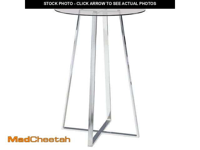 Lot 74-12900893 - Coaster 42 in. H Round Clear and Chrome Glass Top Bar Table with Metal Frame (BASE ONLY) - UNUSED