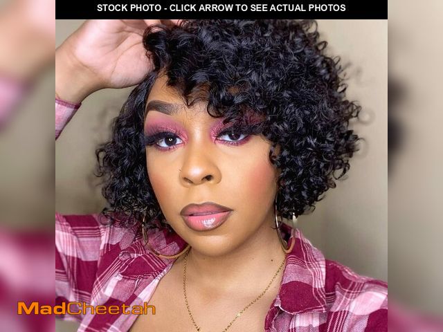 Lot 74-12436893 - Hanne Fashion Short Curly Human Hair Wig for Black Women Side Part Curly Bob Wigs Deep Wave Brazilia...