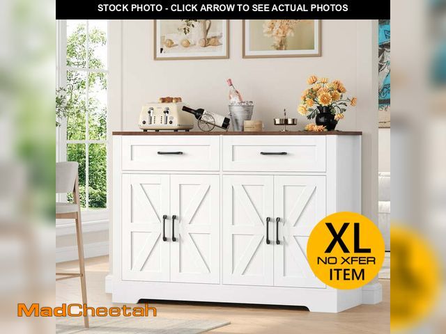 Lot 74-13641394 - Homfa Farmhouse Buffet Sideboard for Kitchen, 2 Drawers &amp; 4 Doors Wood Storage Cabinet for Livin...