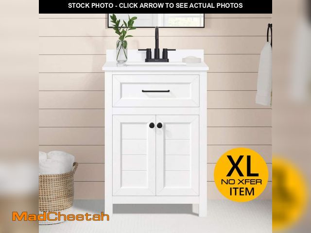 Lot 74-13510314 - Home Decorators Collection Hanna 24 in. Single Sink White Bath Vanity with White Engineered Stone To...