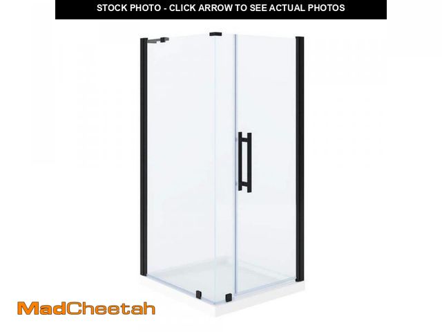 Lot 74-12147895 - Pasadena 29in. L x 25 in. W  H Corner Shower Kit with Pivot Frameless Shower Door in Black and Showe...
