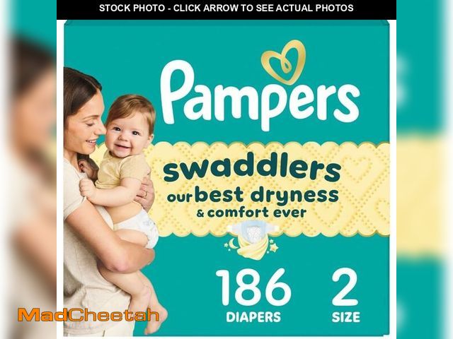 Lot 74-13836207 - Swaddlers Diapers, Size 2 (10-22 lbs), 186 Count, Absorbent, Keeps Baby Dry and Comfortable, Skin Sa...