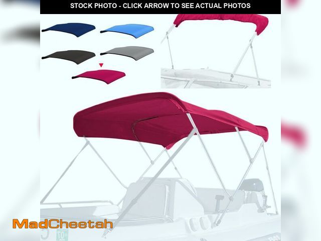 Lot 74-14143760 - 4 Bow Marine Grade Bimini Top Replacement Cover, Heavy-Duty Waterproof and UV-Proof Boat Canopy, Fad...