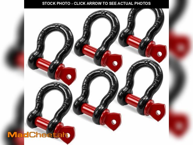 Lot 74-14265701 - Cheardia 6 Pack 1/2" D Ring Shackles for Rigging, 2 Ton / 4409 Lbs Capacity Shackles for Tow Strap W...