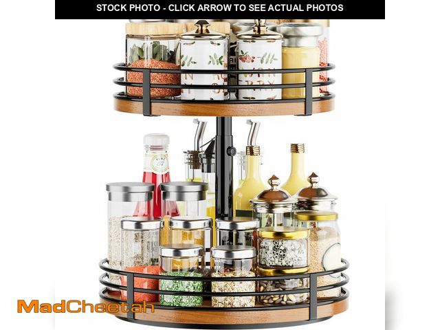 Lot 74-13626956 - Lazy Susan Turntable Organizer Adjustable - 2 Tier Wood Rotating Spice Rack 12 Inch Lazy Susan for K...