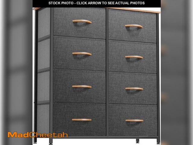 Lot 74-12399715 - DWVO Dresser for Bedroom, Fabric Dresser with 8 Drawers, Tall Double Drawer Chest of Drawers for Clo...