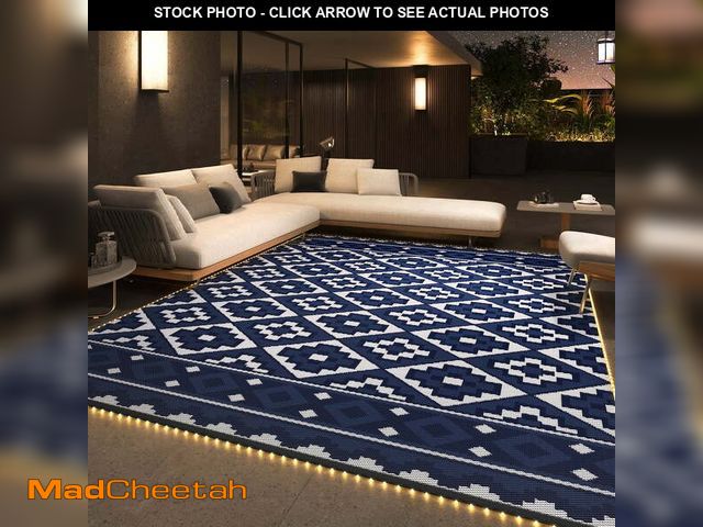 Lot 74-14323875 - SIXHOME Outdoor Rug with LED Strip Lights 9'x12' Waterproof Patio Rug Reversible Indoor Outdoor Rug ...