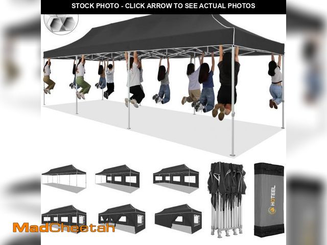 Lot 74-12407019 - HOTEEL 10x30 Pop up Canopy Tent for Parties, Heavy Duty Easy Setup Tent with 8 Sidewalls, Outdoor Co...